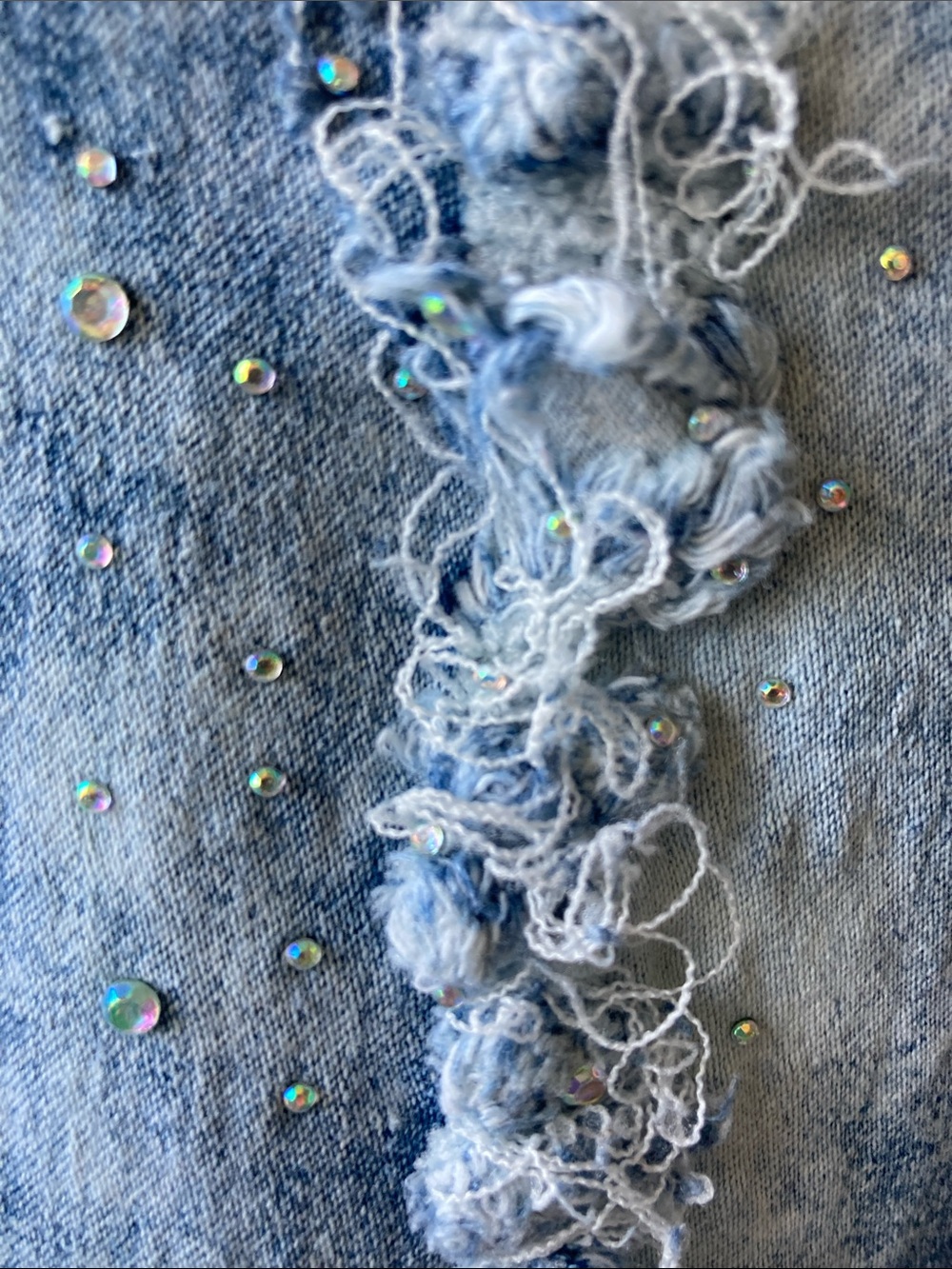 Rebel love jean distressed retro jean acid wash like color embellished 5 / 6 jr - Picture 13 of 17